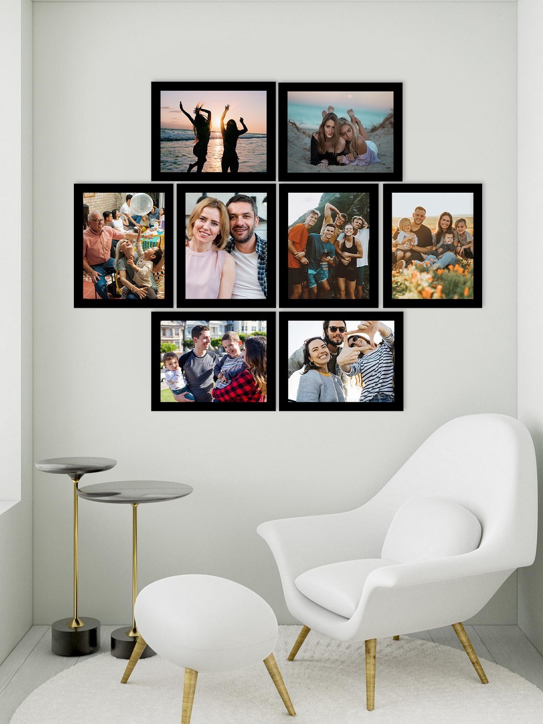 

eCraftIndia Set Of 8 Black Solid Memory Wall Collage Photo Frames