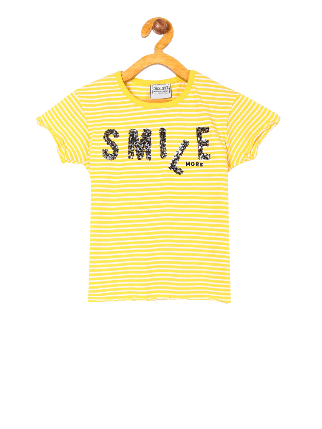 

Cherokee Girls Yellow Printed Pure Cotton Top