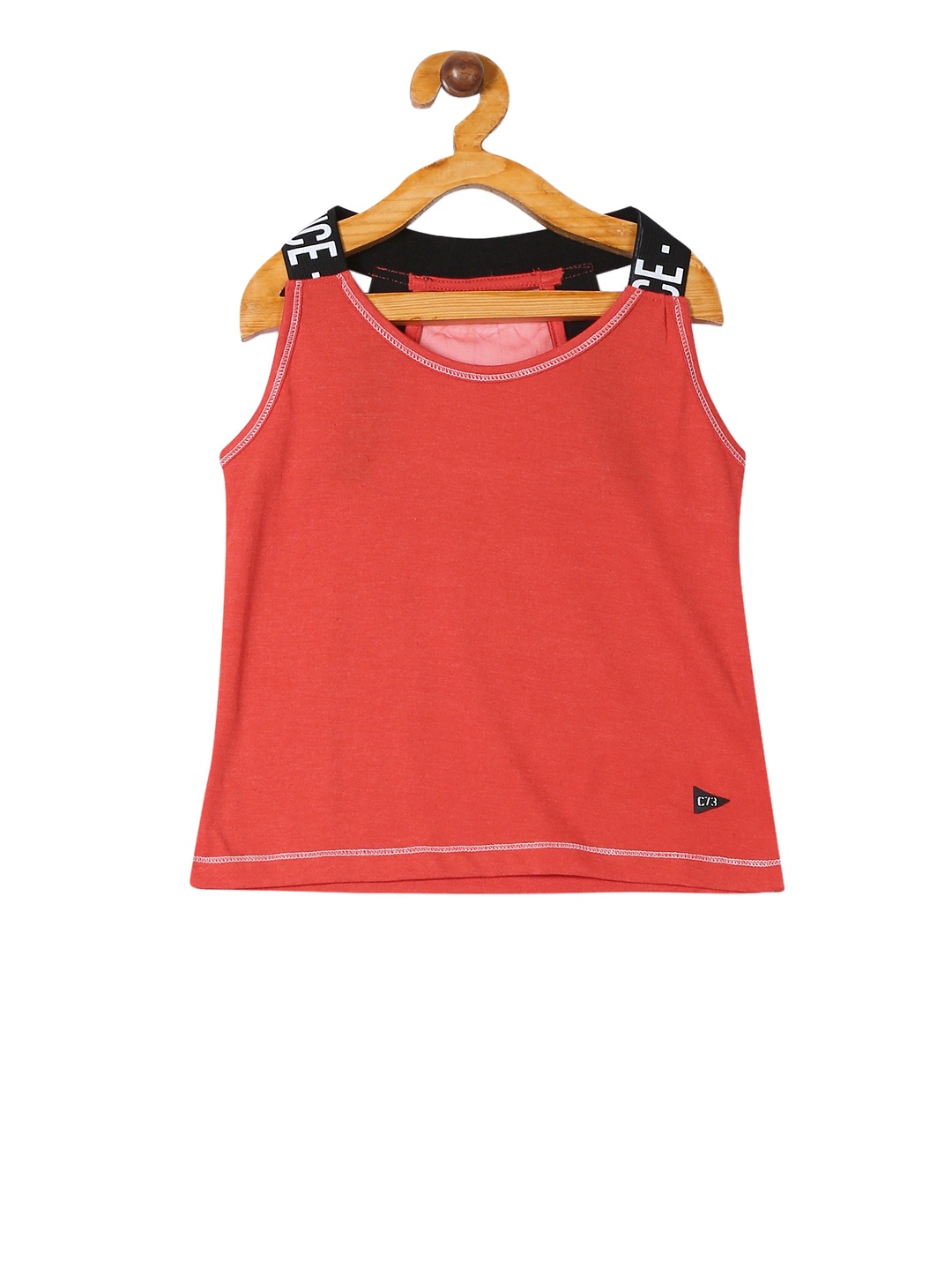 

Cherokee Girls Orange Solid Panel Active Tank Top