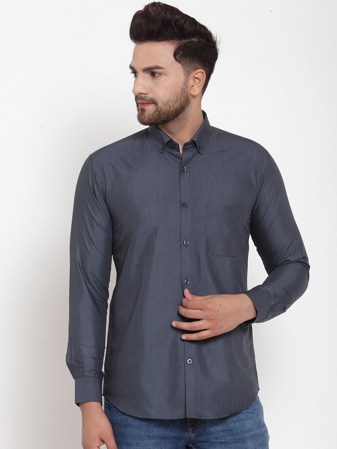 

JAINISH Men Grey Classic Regular Fit Solid Casual Shirt