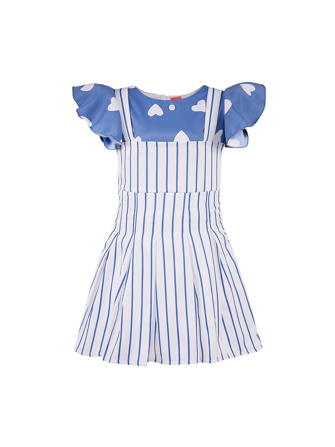 

Wish Karo Girls Blue & White Striped Fit and Flare Dress
