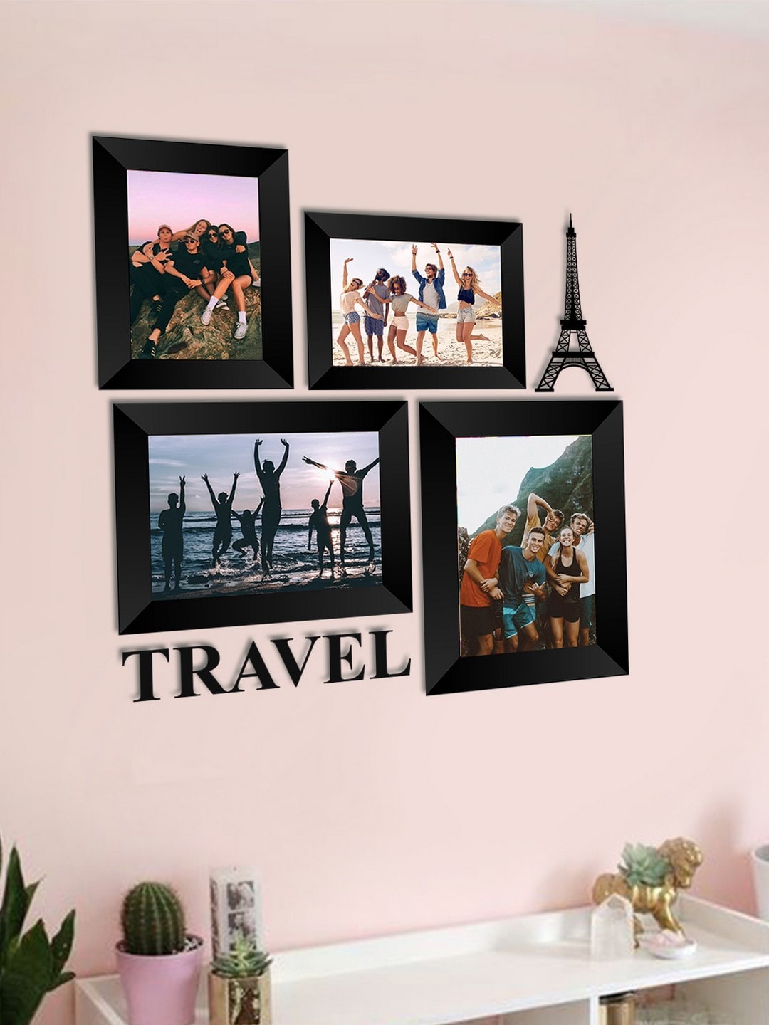 

eCraftIndia Set of 4 Black Solid Memory Wall Collage Photo Frames