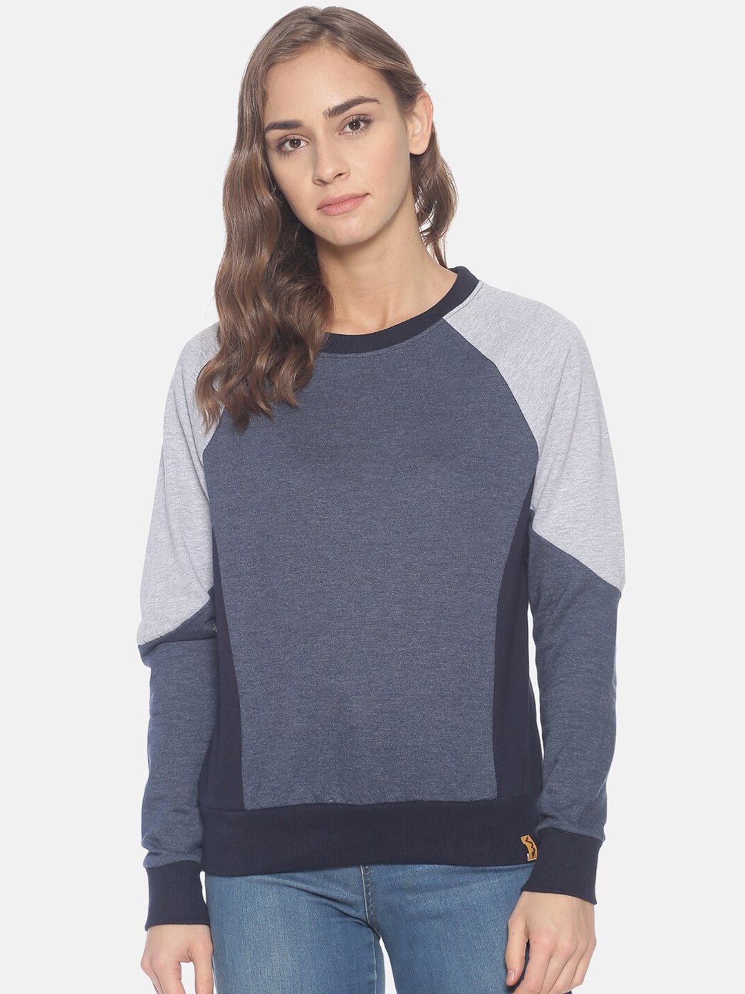 Campus Sutra Women Blue Solid Sweatshirt