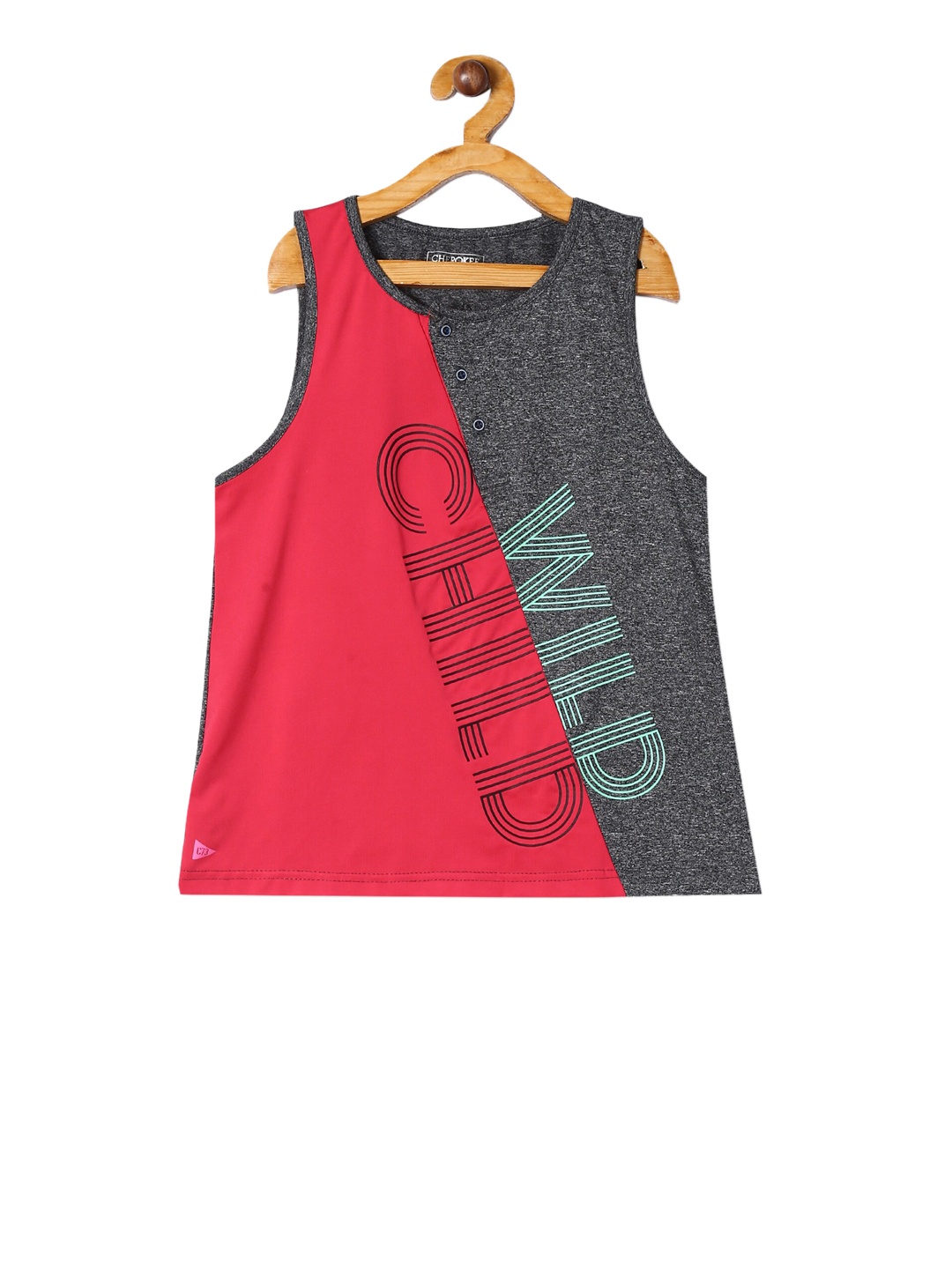 

Cherokee Girls Grey Melange & Red Colourblocked Active Tank Top