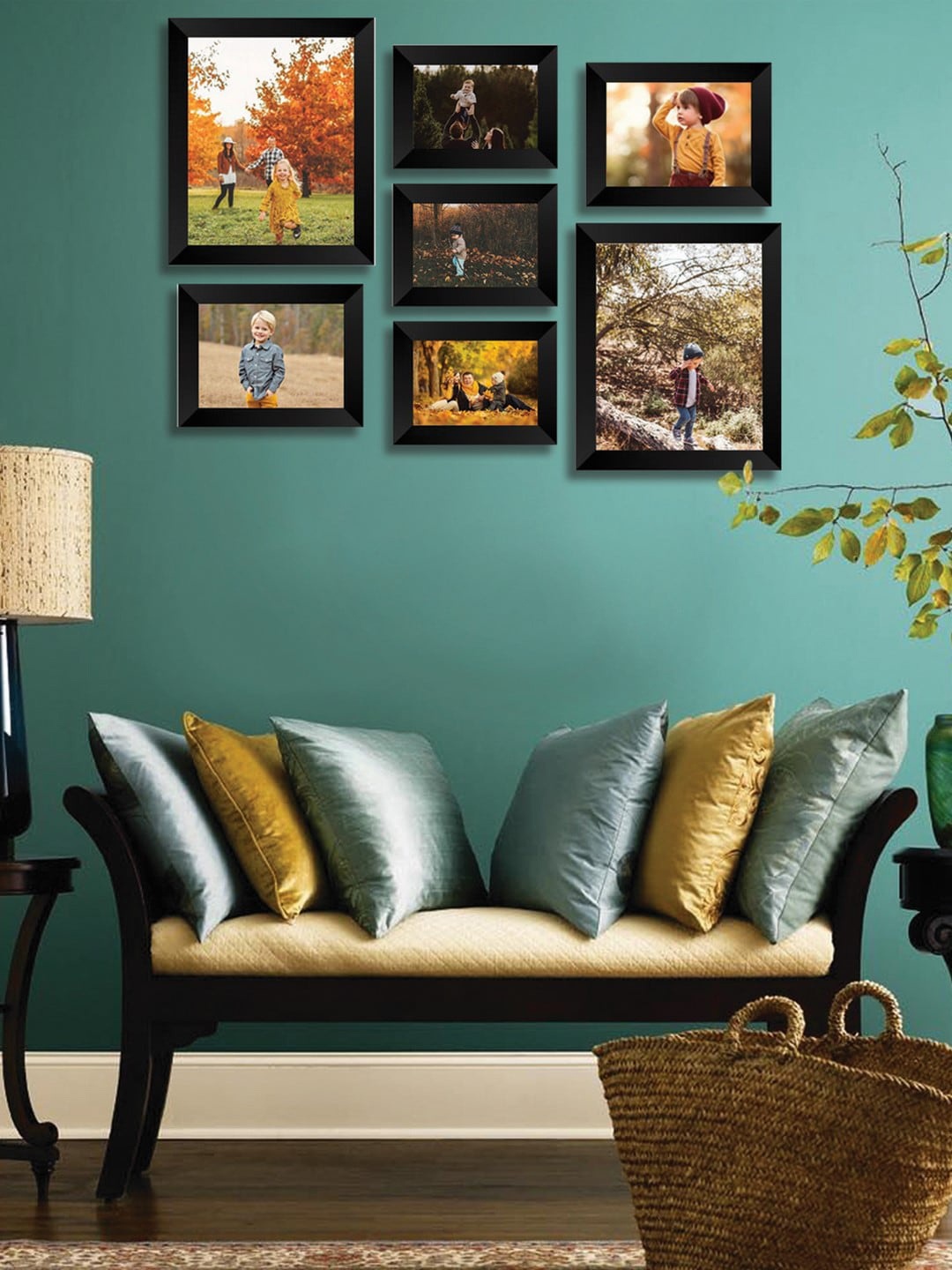 

eCraftIndia Set Of 7 Black Solid Memory Wall Collage Photo Frames