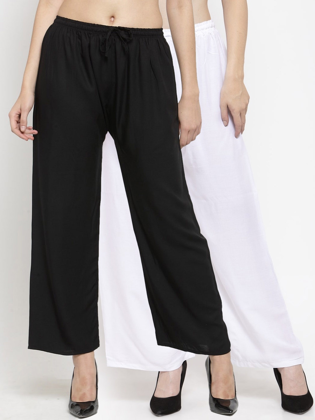 

Clora Creation Women Black & White Pack of 2 Solid Straight Palazzos
