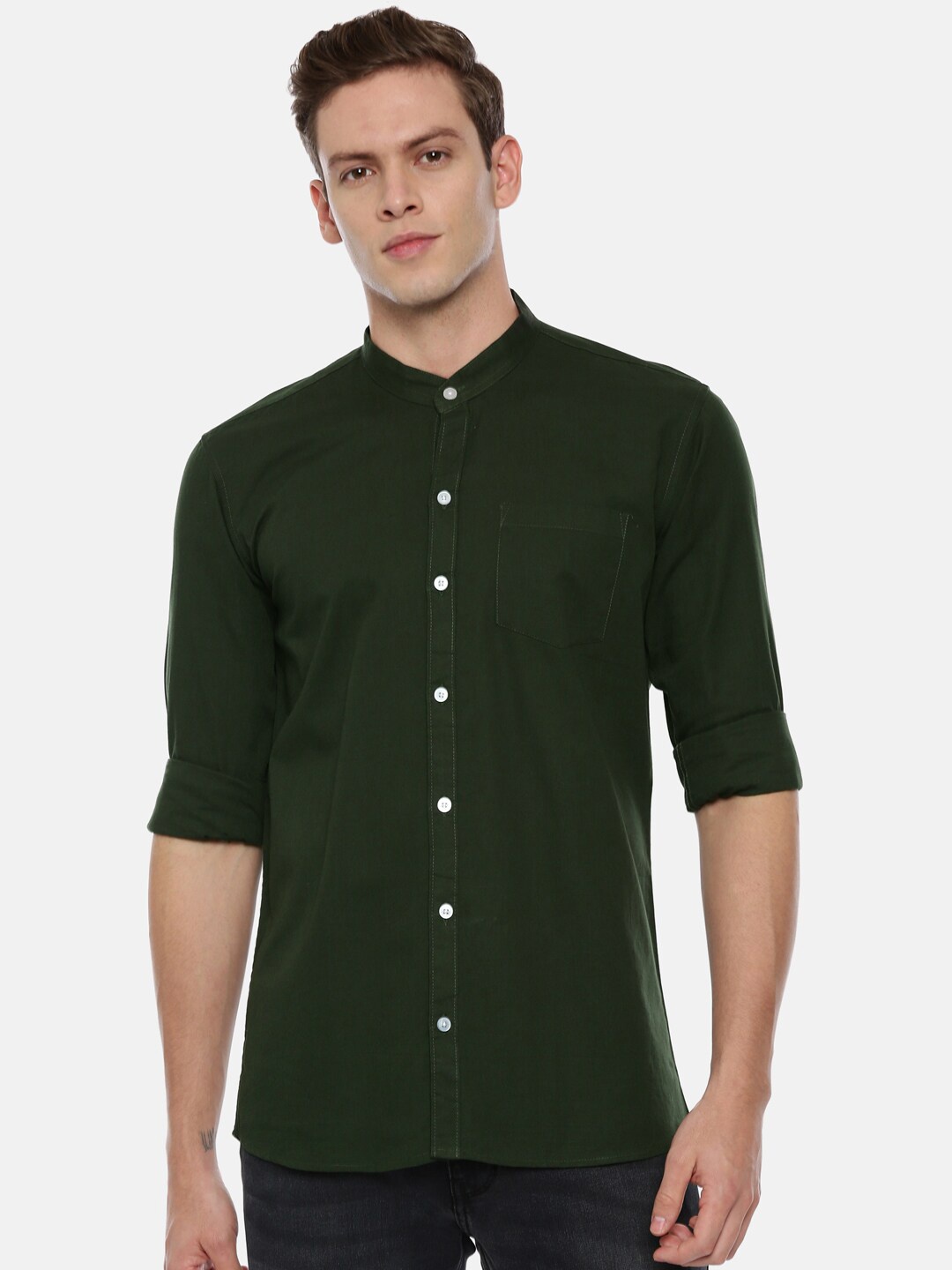 

ROLLER FASHIONS Men Green Slim Fit Solid Casual Shirt