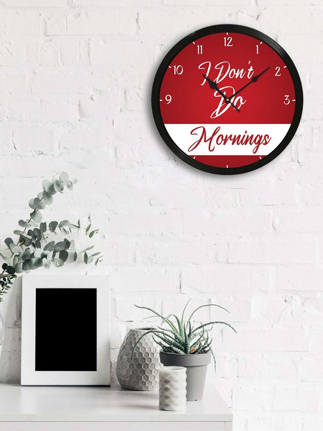 

eCraftIndia Red & White Round Printed 31cm Analogue Wall Clock