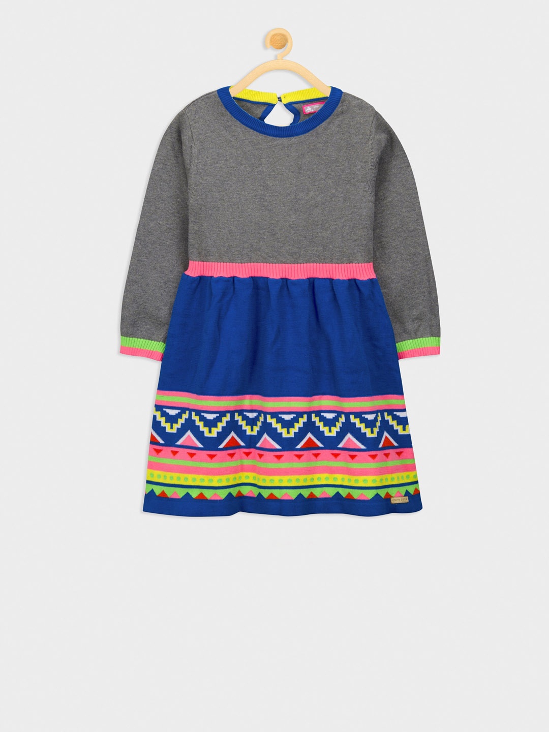 

Cherry Crumble Girls Grey Solid Fit and Flare Dress