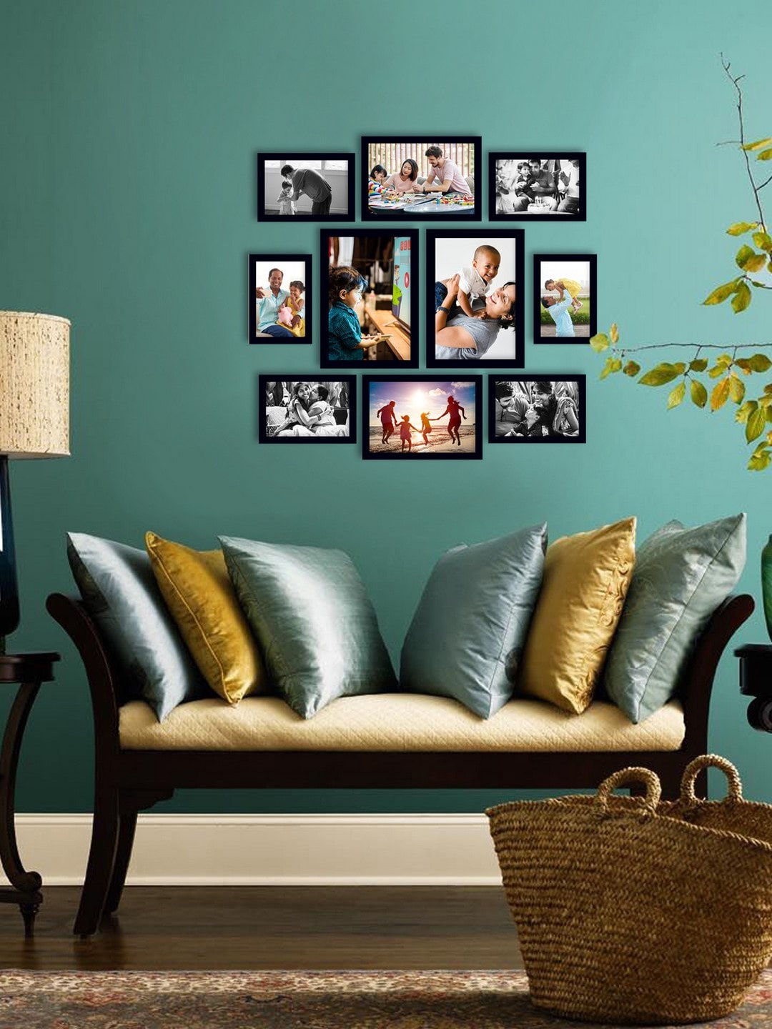 eCraftIndia Set of 10 Black Wall Collage Photo Frames