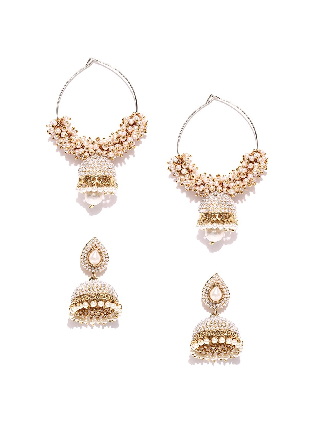 

Sukkhi Set Of 2 Gold-Plated Handcrafted Dome Shaped Jhumkas