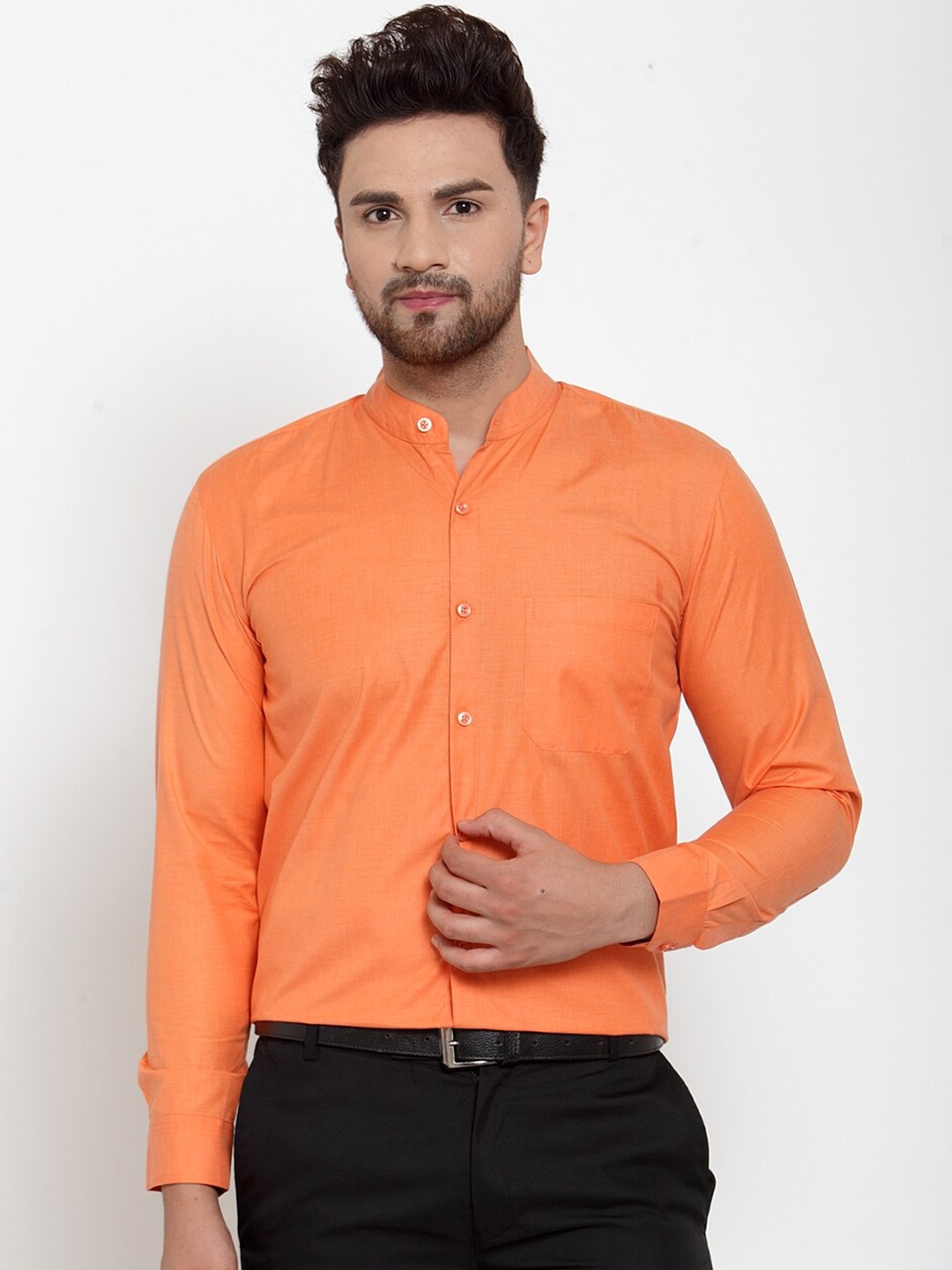 

JAINISH Men Orange Classic Regular Fit Solid Casual Shirt