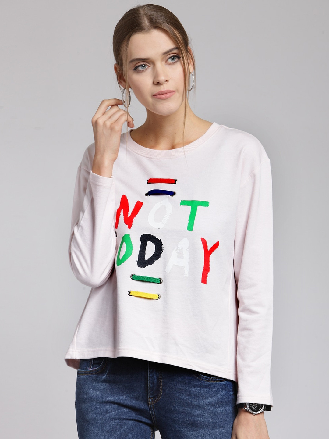 

plusS Women Pink Printed Pullover Sweatshirt