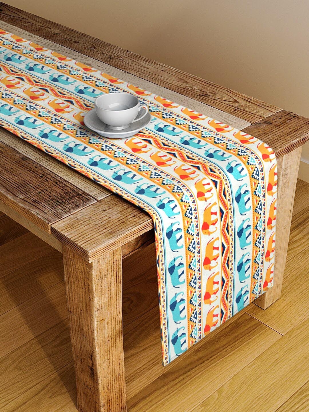 

Alina decor Orange & Blue Digital Printed Table Runner