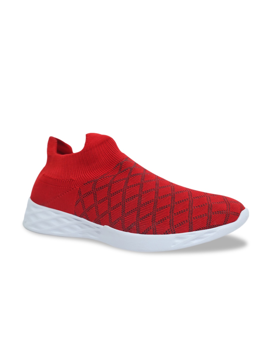 

Provogue Men Red & Blue Woven Design Lightweight Slip-On Sneakers