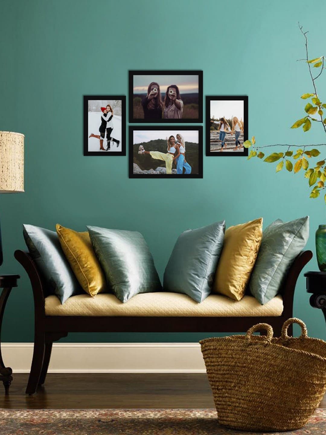 

eCraftIndia Set Of 4 Black Solid Memory Wall Collage Photo Frames
