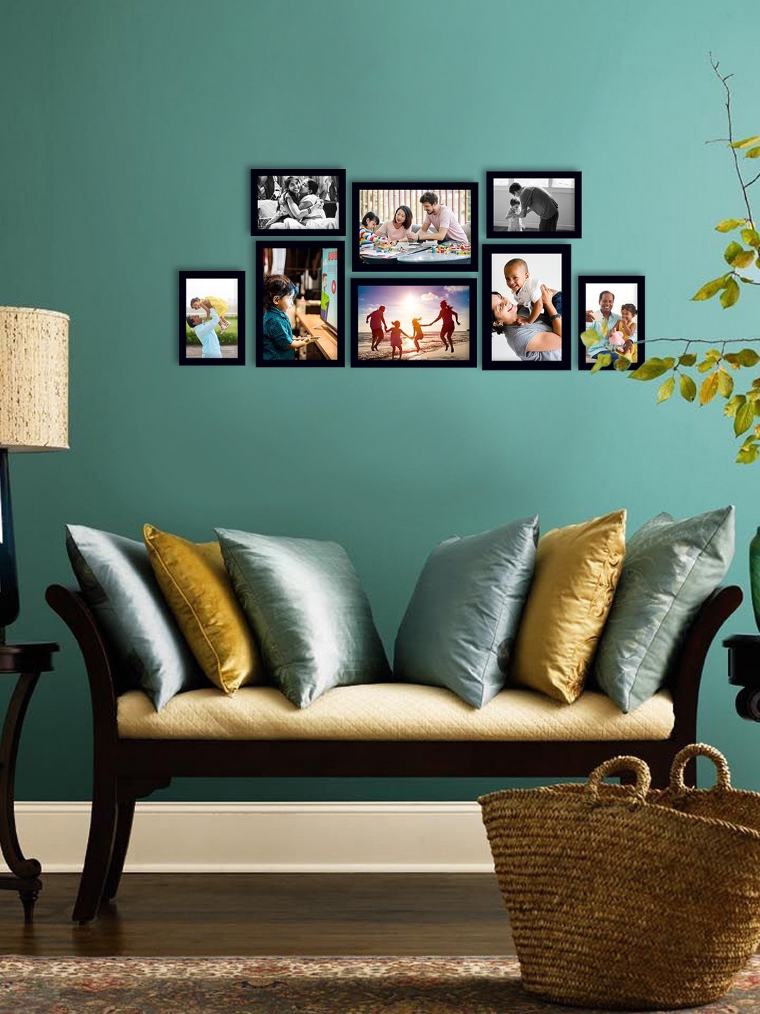 eCraftIndia Set of 8 Black Wall Collage Photo Frames