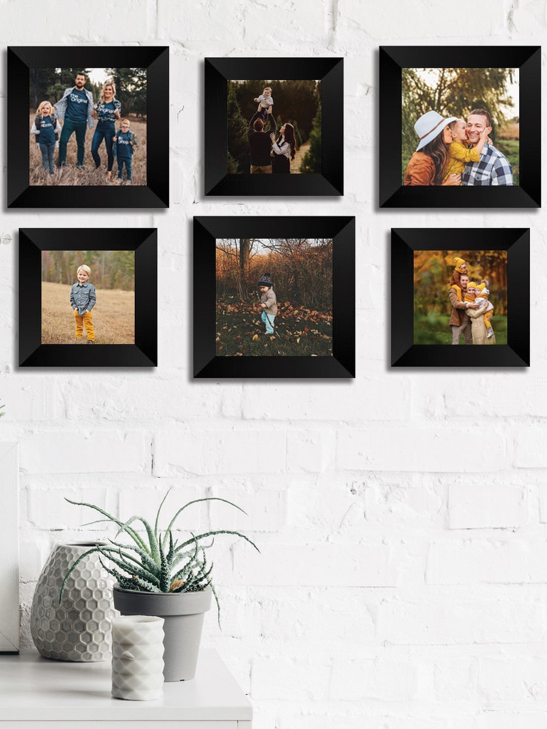 

eCraftIndia Set Of 6 Black Solid Memory Wall Collage Photo Frames