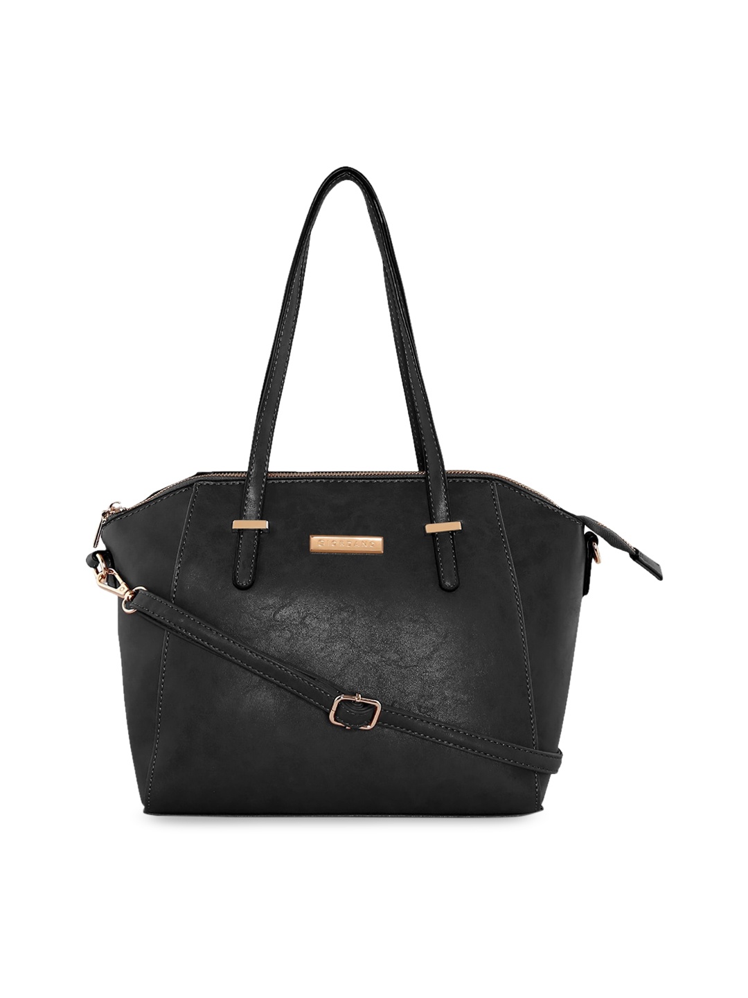 

GIORDANO Black Textured Satchel Handbag