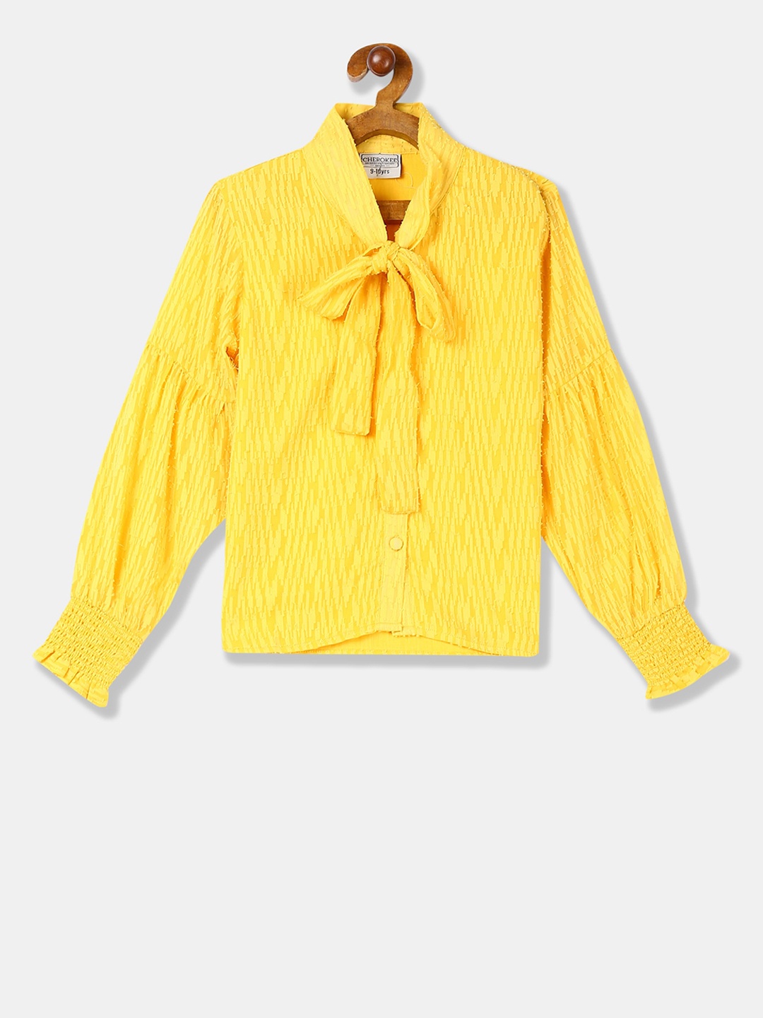 

Cherokee Girls Yellow Self Design Top