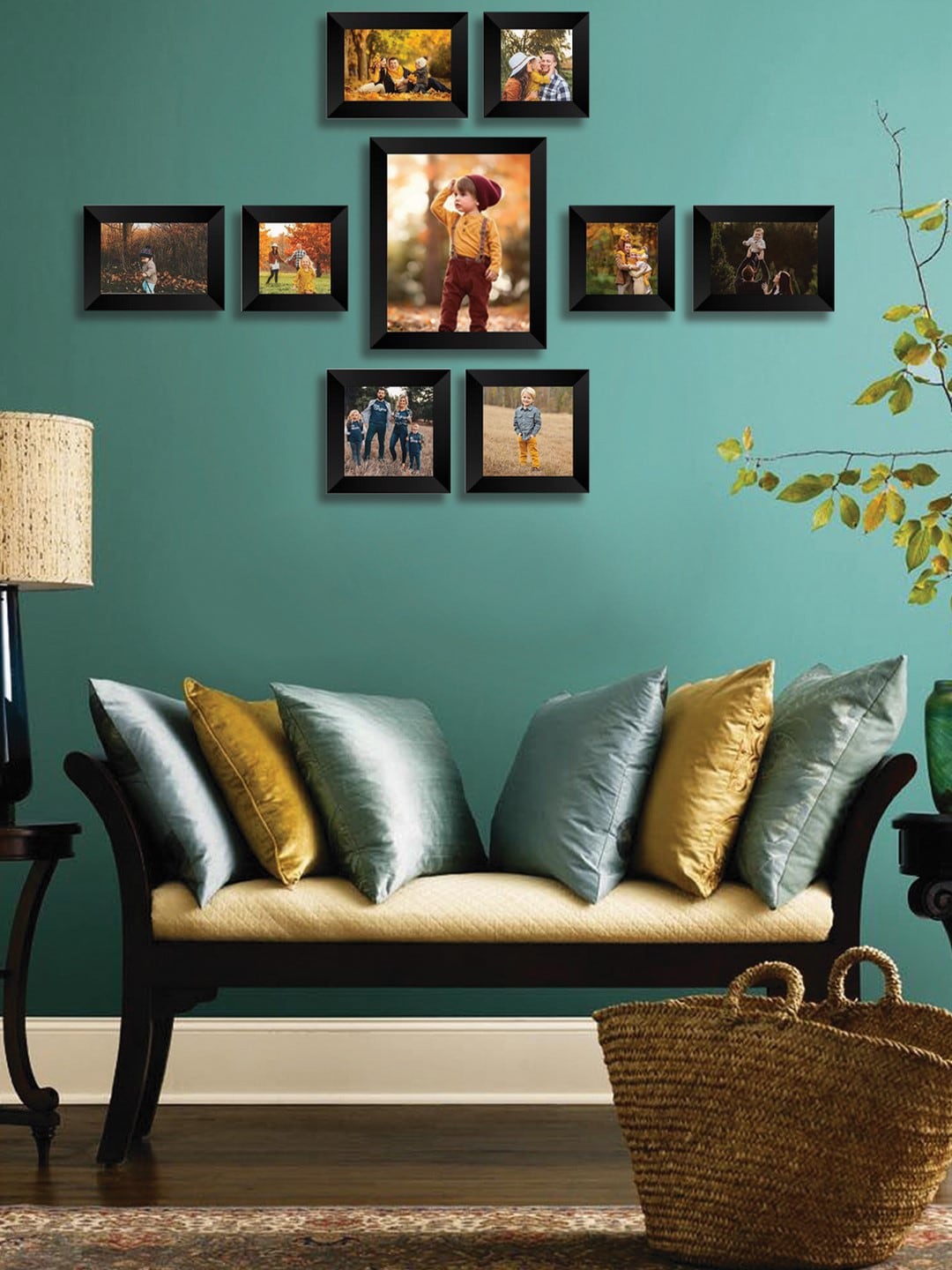 

eCraftIndia Set Of 9 Black Solid Memory Wall Collage Photo Frames