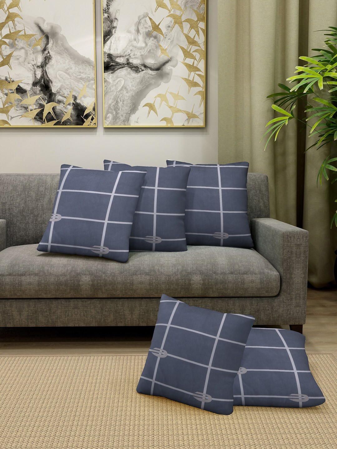 

Cortina Grey Set of 5 Geometric Square Cushion Covers