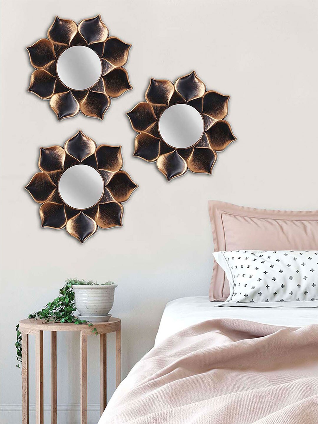 

Art Street Set Of 3 Brown & Black Large Wall Hanging Mirrors