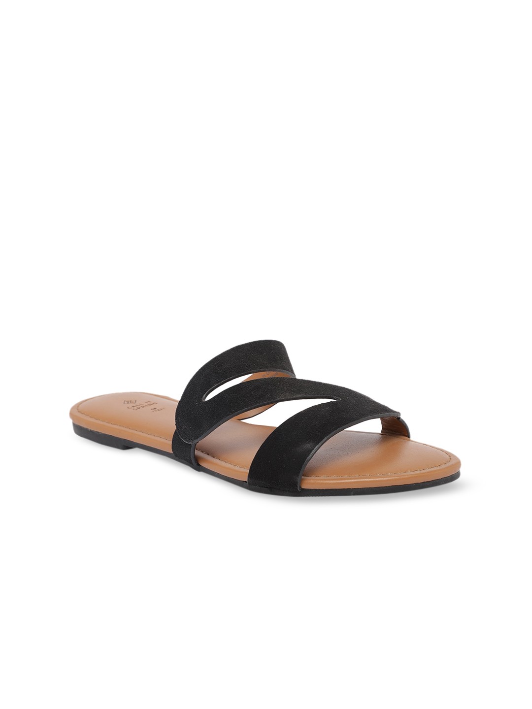 

Call It Spring Women Black Solid PU Open Toe Flats