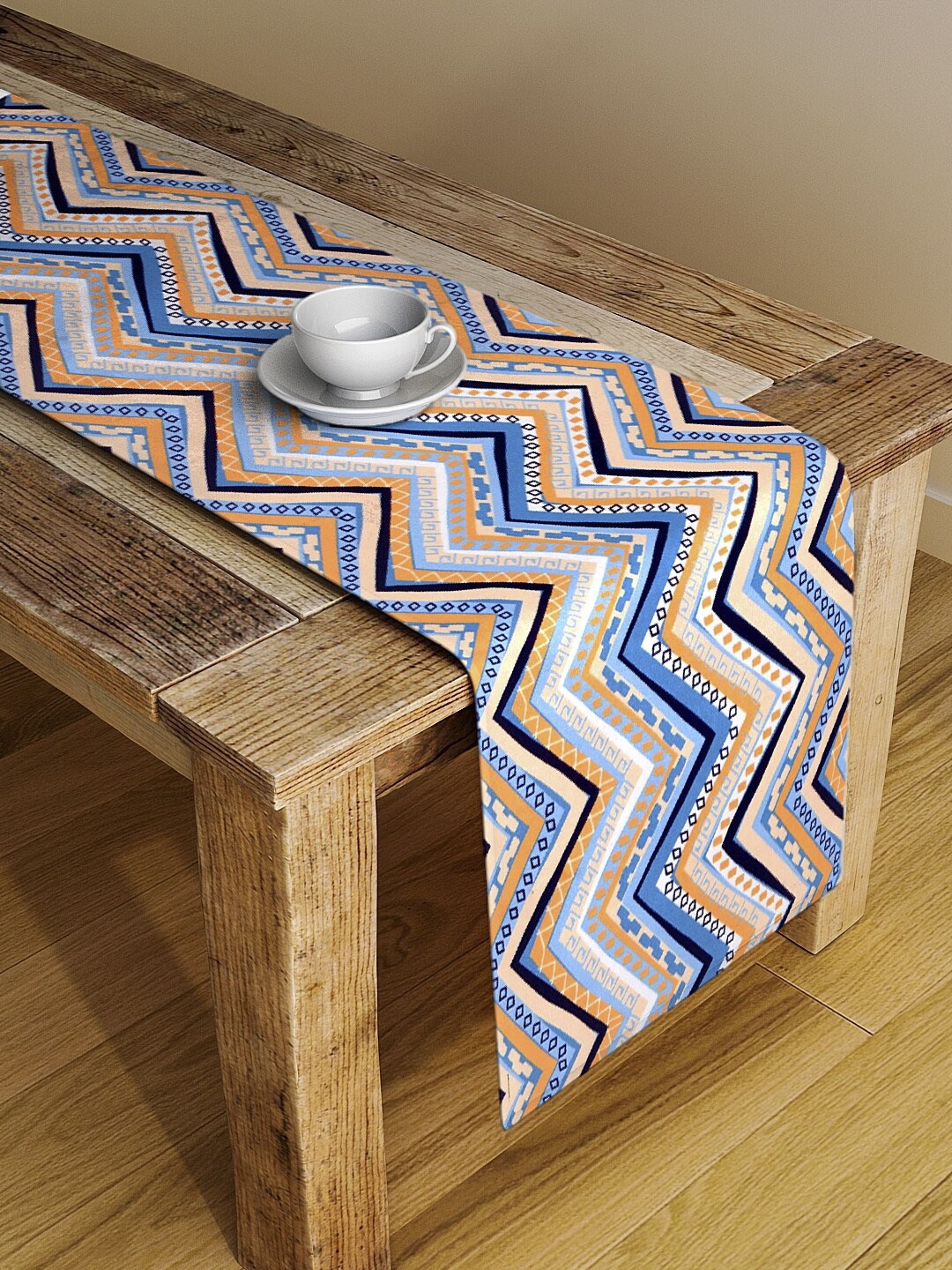 Alina decor Blue & Beige Digital Printed Table Runner
