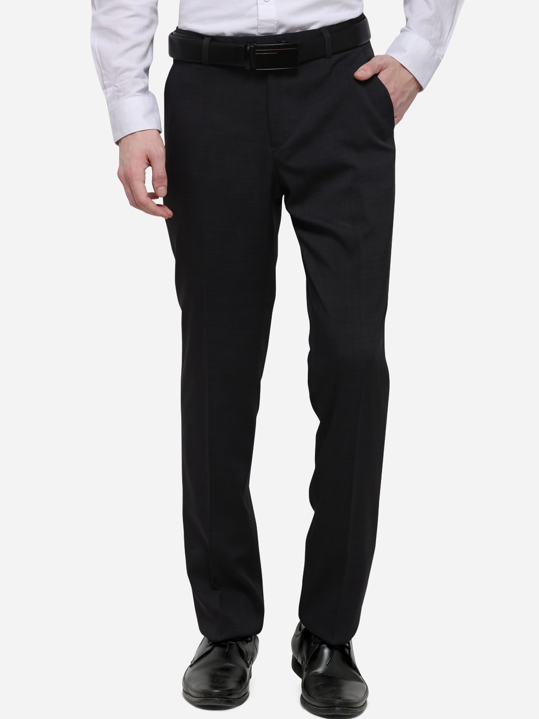 

JADE BLUE Men Black Original Regular Fit Solid Formal Trousers