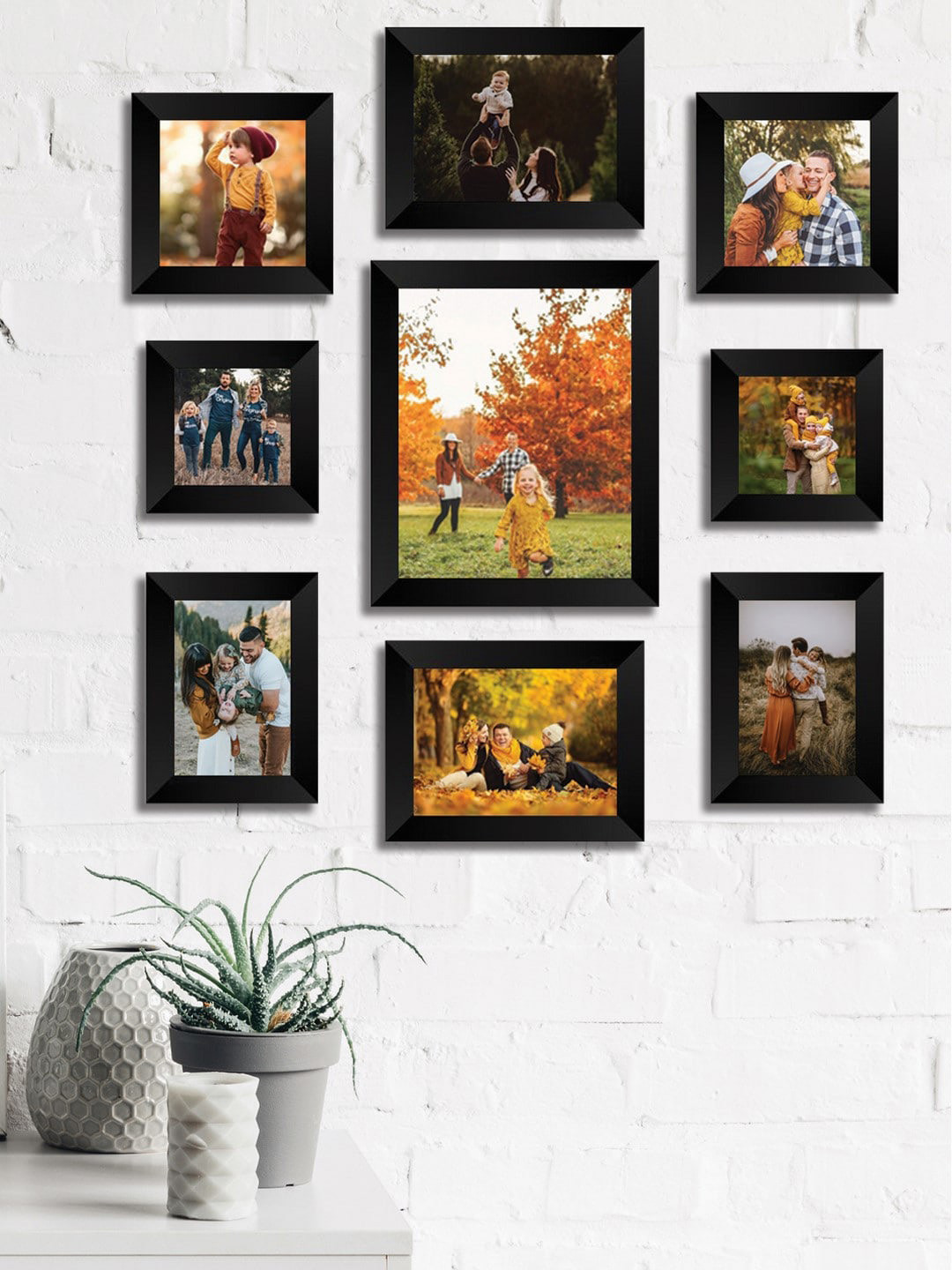 

eCraftIndia Set Of 9 Black Solid Memory Wall Collage Photo Frames