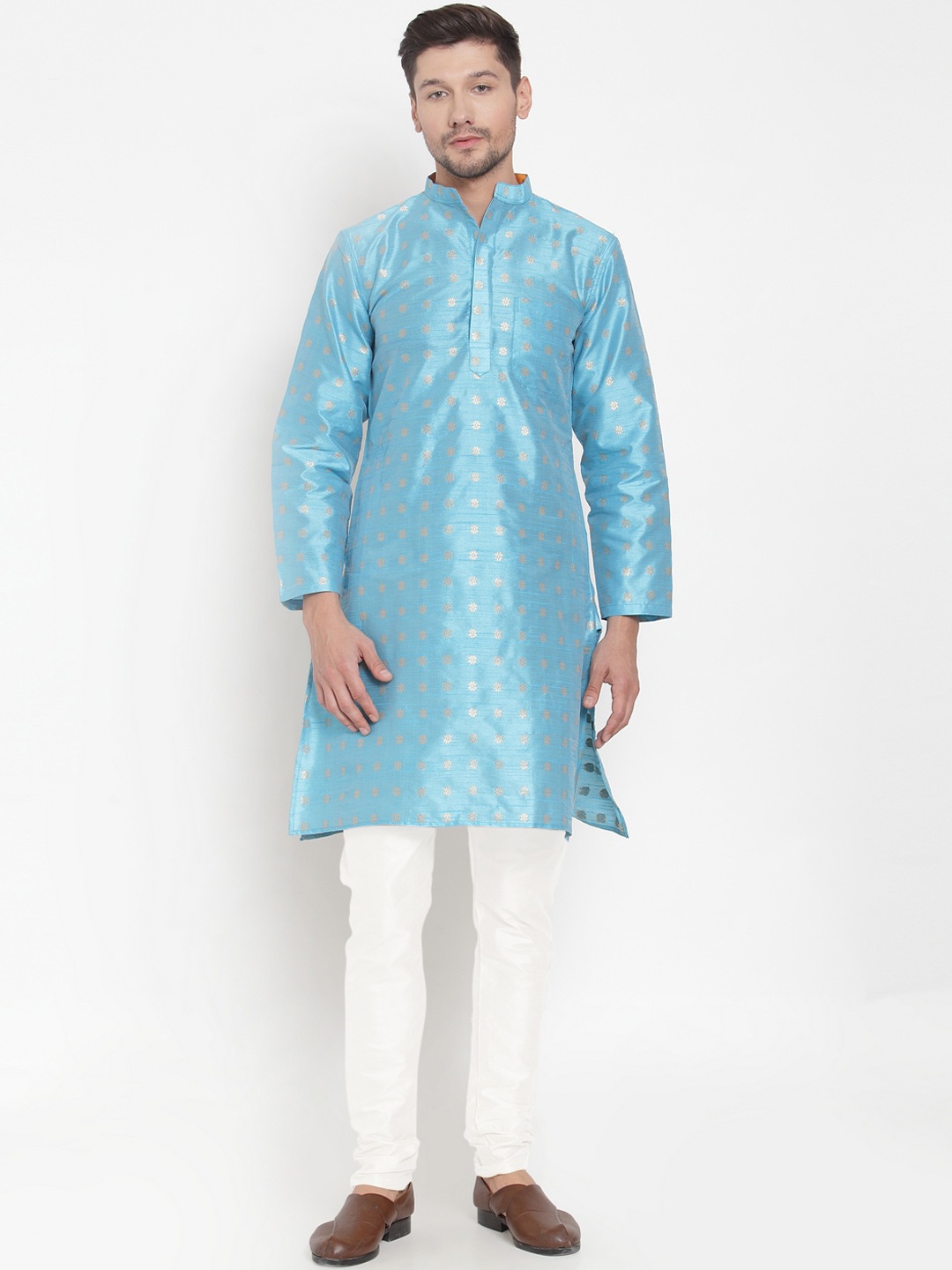 

KLOTTHE Men Blue & White Printed Kurta with Pyjamas