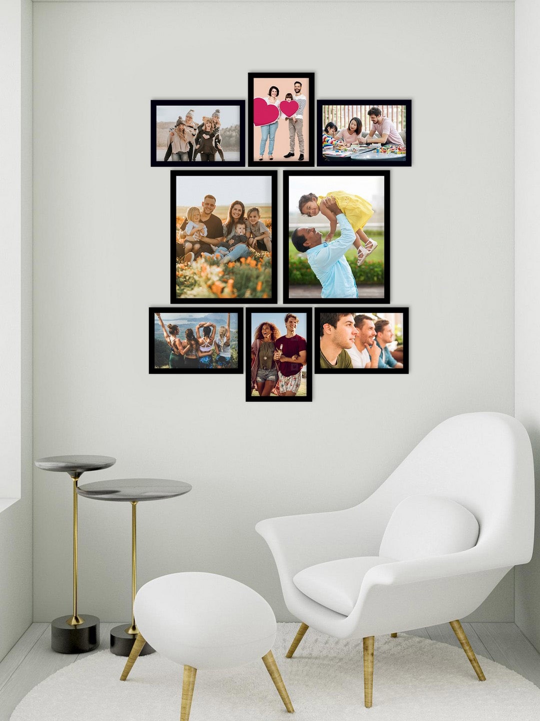 eCraftIndia Set of 8 Black Wall Collage Photo Frames
