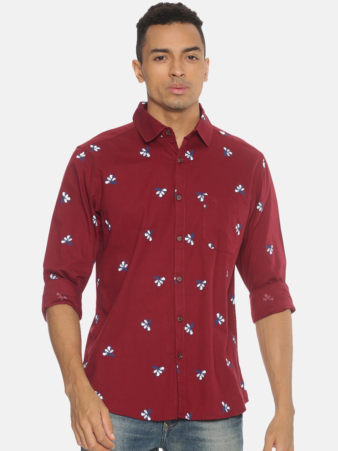 

Chennis Men Maroon Slim Fit Printed Casual Shirt