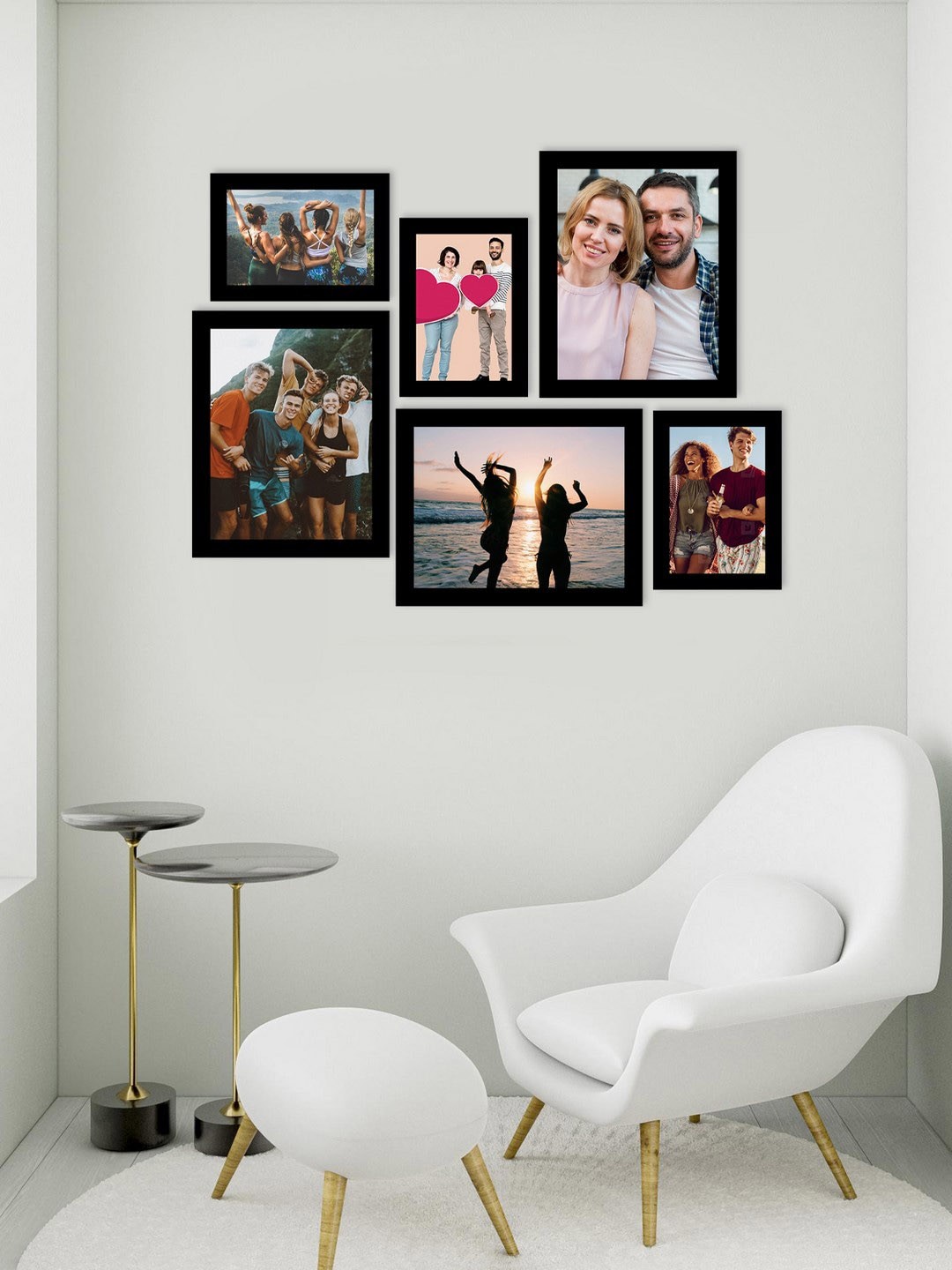 

eCraftIndia Set Of 6 Black Solid Memory Wall Collage Photo Frames