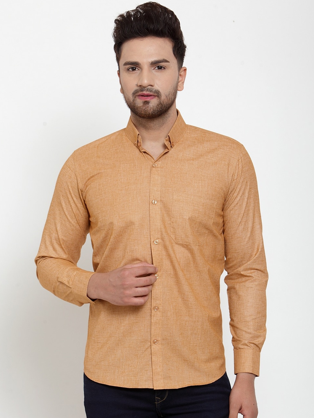 JAINISH Men Tan Classic Regular Fit Solid Casual Shirt