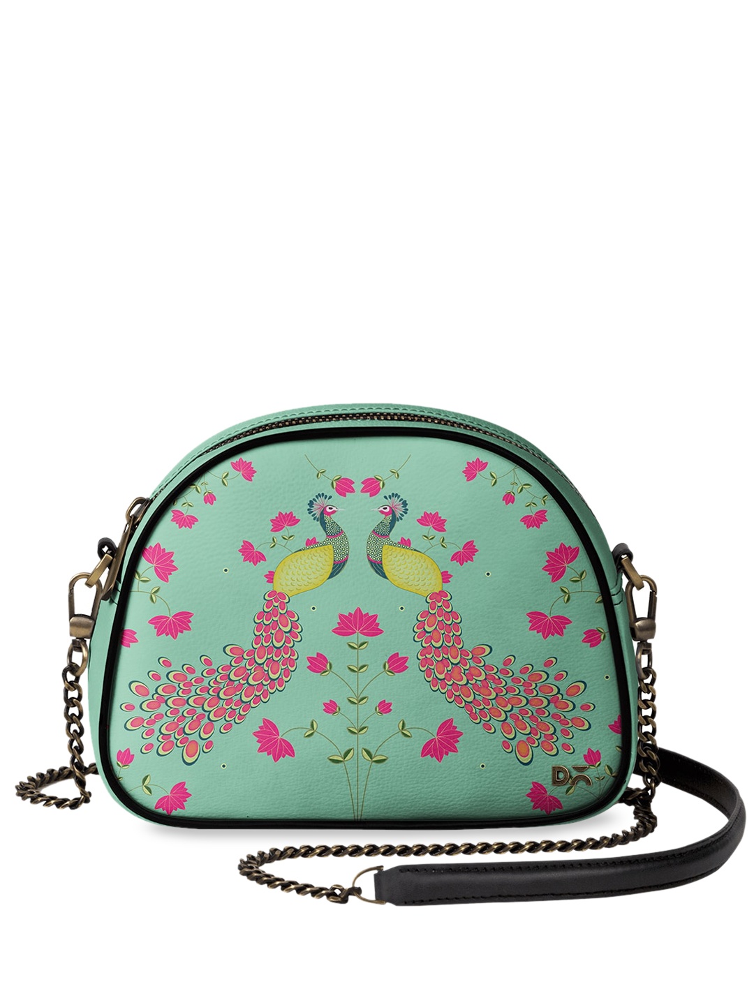 

DailyObjects Sea Green & Pink Floral Printed Sling Bag