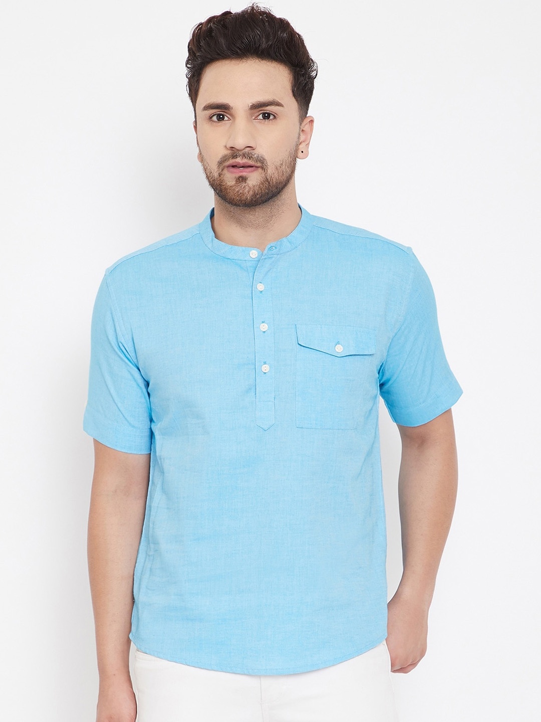 

even Men Blue Solid Straight Kurta
