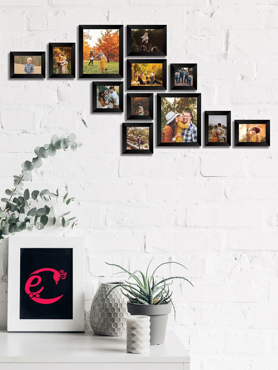 

eCraftIndia Set Of 12 Black Solid Memory Wall Collage Photo Frames