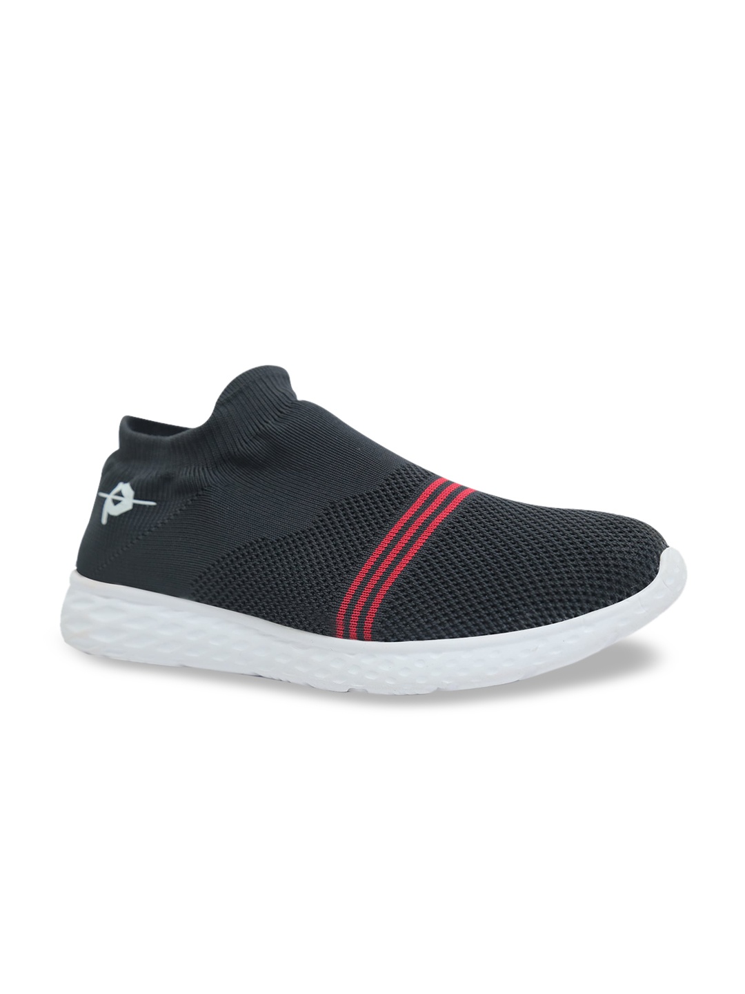 

Provogue Men Black & Red Striped Mesh Mid-Top Slip-On Sneakers