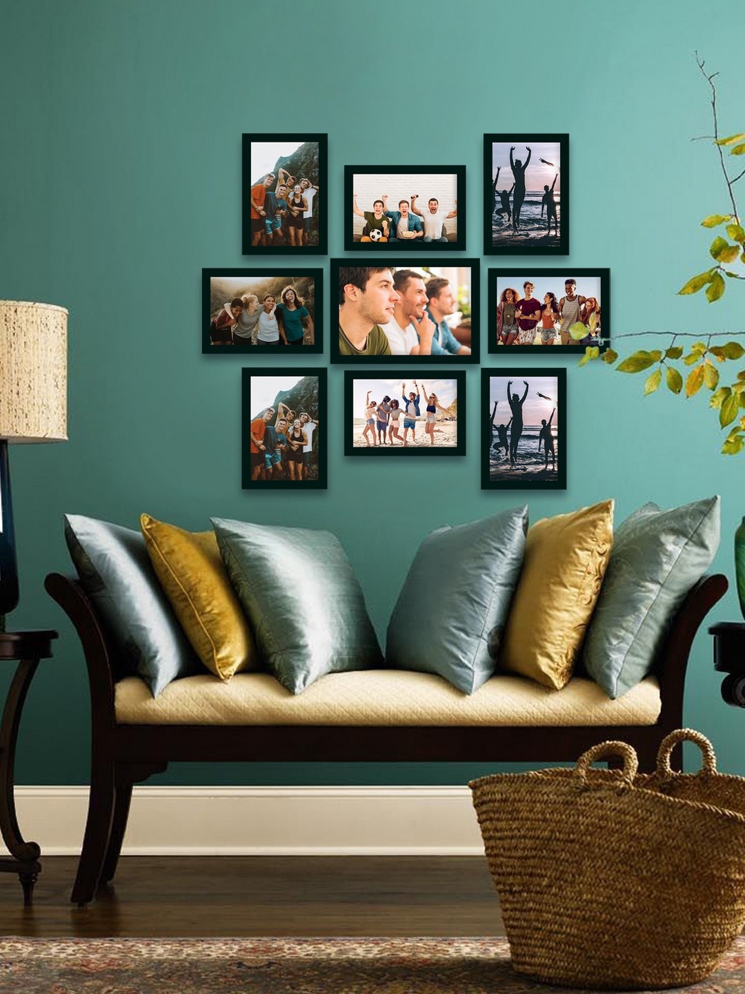 

eCraftIndia Set Of 9 Black Solid Memory Wall Collage Photo Frames