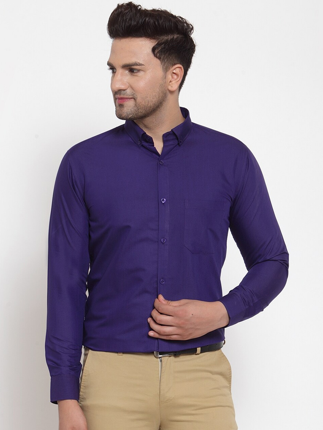 

JAINISH Men Purple Classic Regular Fit Solid Formal Shirt