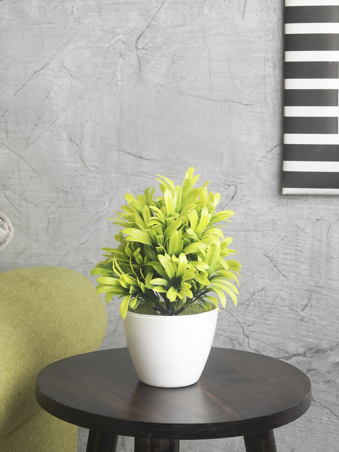 

FOLIYAJ Green Artificial Plant With Leaves & White Pot