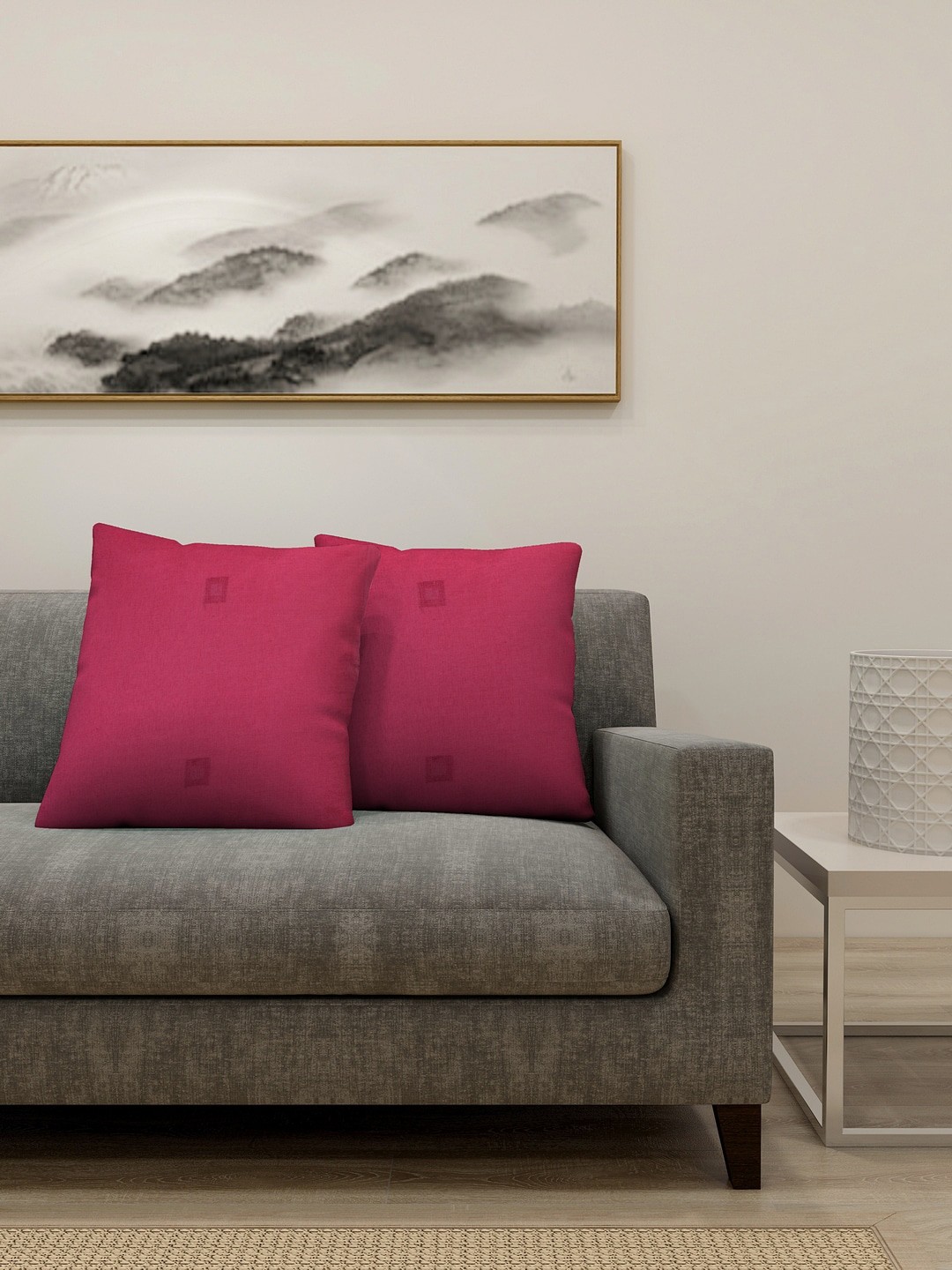 

KLOTTHE Magenta Set of 2 Solid Square Cushion Covers