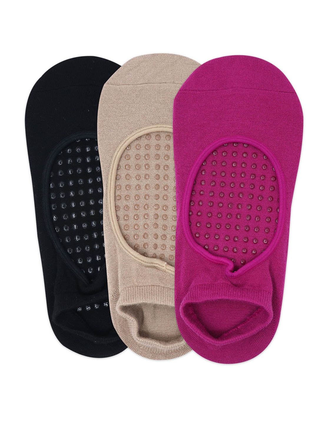 

Balenzia Women Pack Of 3 Solid Anti Bacterial Anti-Skid Silicon System Yoga Shoe Liners, Black