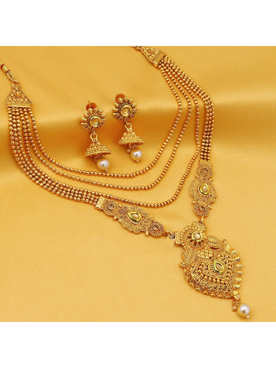 

Sukkhi LCT Gold-Plated White Stone-Studded Pearl Jewellery Set
