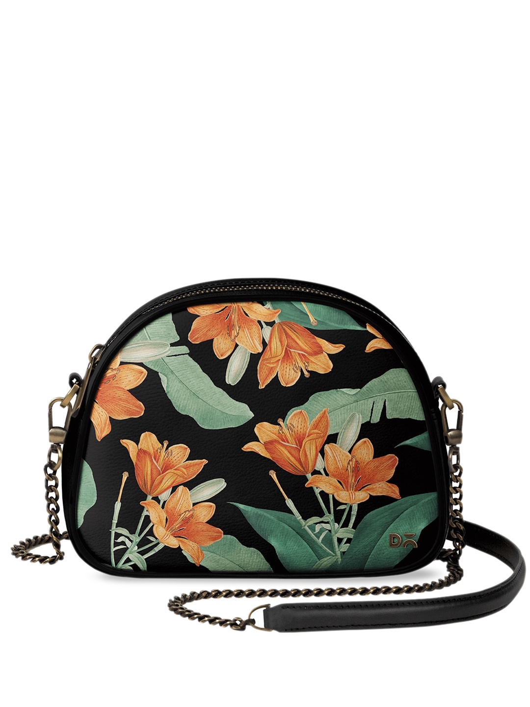 

DailyObjects Black & Orange Printed Sling Bag