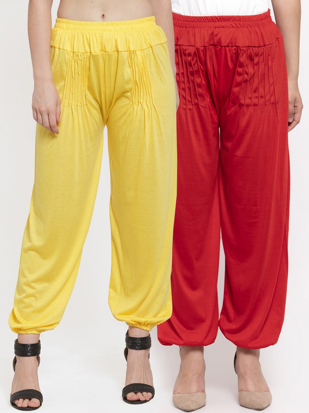 

GRACIT Women Pack Of 2 Solid Harem Pants, Red