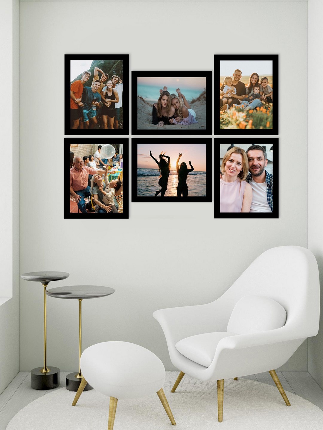 

eCraftIndia Set Of 6 Black Solid Memory Wall Collage Photo Frames