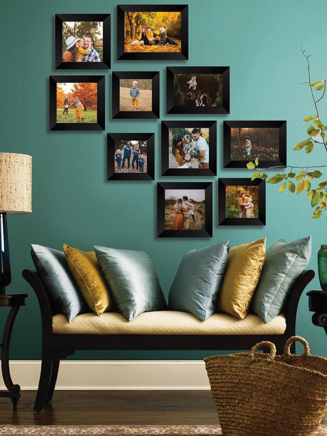 eCraftIndia Set Of 10 Black Solid Memory Wall Collage Photo Frames